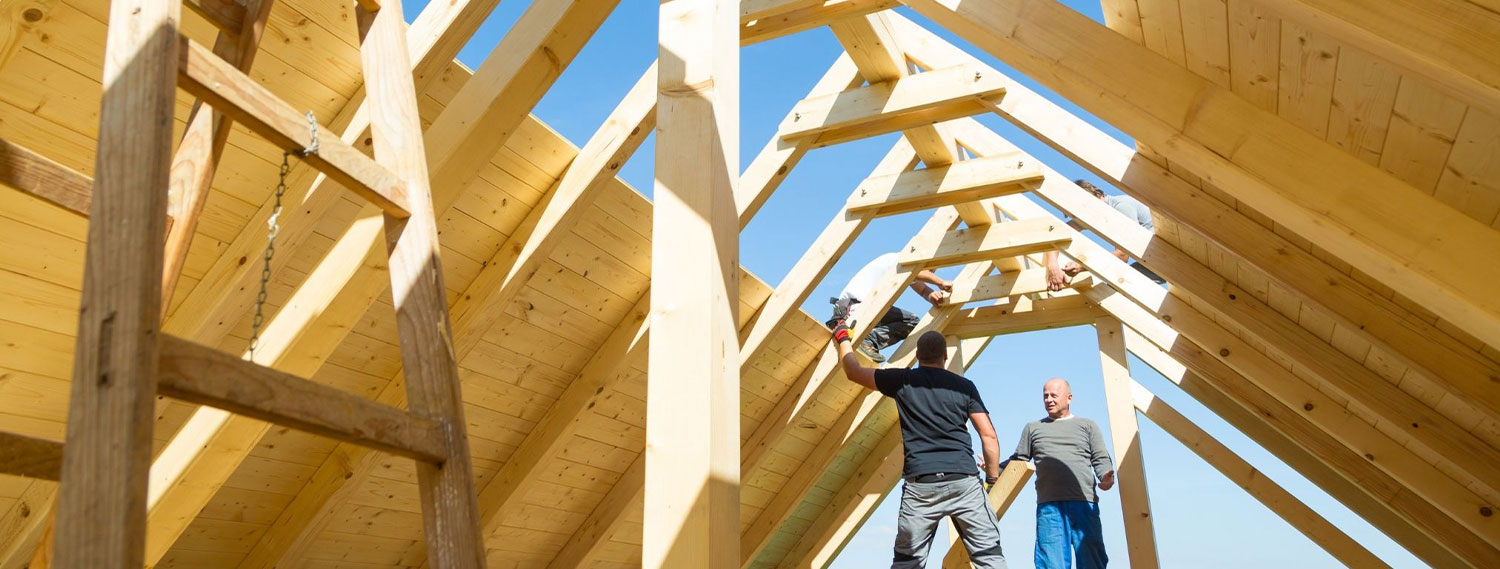 A house being built.